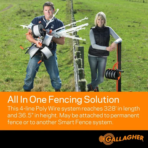 Miniatura 3 de Gallagher Smart Fence 2 Valla eléctrica portátil para contención de ganado Cercado temporal de campo de instalación rápida 328 pies de cercado