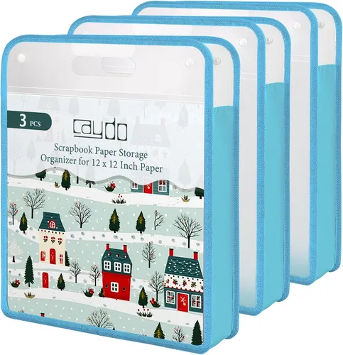 Miniatura 11 de Caydo Organizador de papel para álbum de recortes, paquete de 3 folios de papel expandible negro con asa, almacenamiento de papel portátil