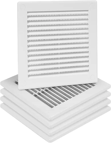 Miniatura 35 de Paquete de 2 cubiertas cuadradas de ventilación de aire de 4" x 4" (tamaño exterior) - Deflector de ventilación de plástico negro - Malla