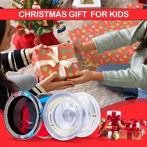 Miniatura 7 de YOYOSTUDIO Yoyos de Doble Propósito Paquete de 2, Yoyo de Metal T16 y Yo Yo de Plástico P1 Blanco Cristal Responsivo Yo Yo para Niños Adultos