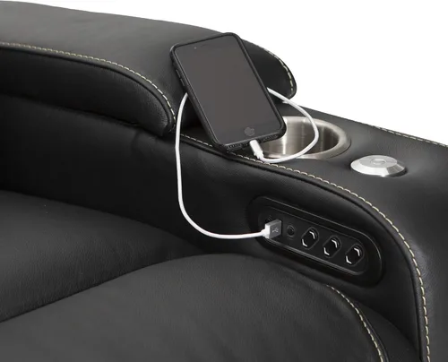 Miniatura 8 de Seatcraft Vienna - Asientos reclinables de cine en casa, cuero de grano superior, reposacabezas eléctrico, soporte lumbar, carga USB, portavasos