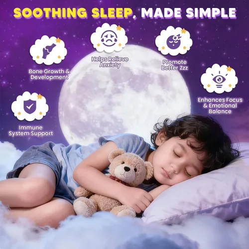 Miniatura 7 de Gomitas de glicinato de magnesio 400/200 mg para niños y adultos, sin melatonina para dormir, suplemento de magnesio con manzanilla, lavanda