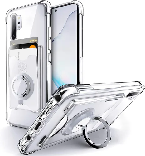 Shields Up Funda para Samsung Galaxy Note 10 Plus, funda minimalista con tarjetero [3 tarjetas] y soporte de anillo, [protección contra caídas]