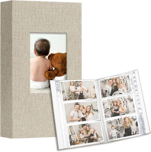 Miniatura 8 de Vienrose Álbum de fotos pequeño de 4 x 6 pulgadas, paquete de 2 mini libros de fotos con cubierta de lino, 26 páginas con capacidad para 52 Azul
