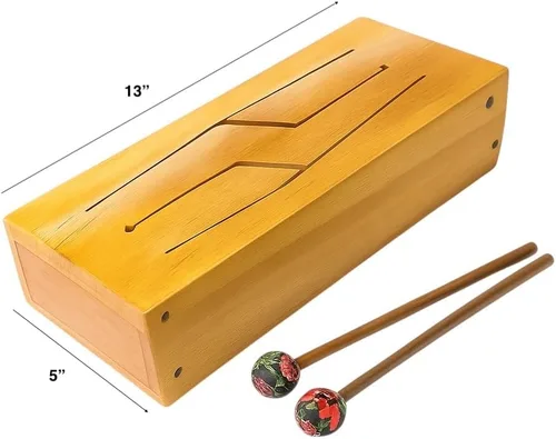 Miniatura 5 de Tambor de lengua – Tambor de madera de 4 notas hecho a mano en caoba con mazas Instrumento de percusión calmante para meditación, yoga