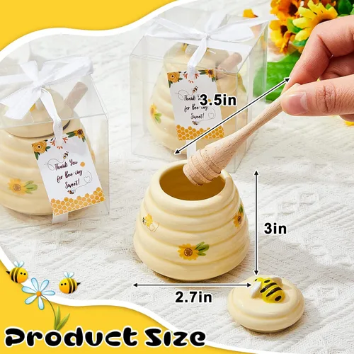 Miniatura 2 de Yinder 1 pieza de premio de baby shower para ganadores, recuerdos de fiesta de miel, tarros de miel de cerámica de 3 onzas con goteros, mini macetas