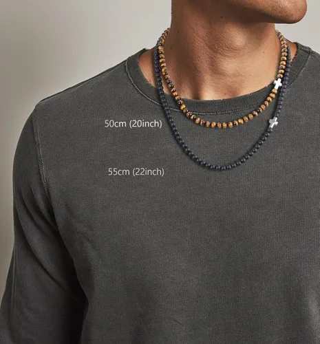 Miniatura 3 de GAVU Collar de cruz con cuentas de cristal de 0.236in para hombre