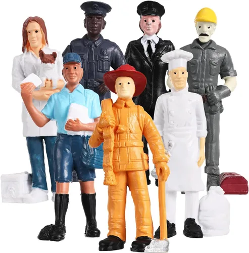Miniatura 5 de Totority People Everyday Heroes Figuras de acción para niños pequeños, 7 piezas de ayudantes comunitarios - Modelos realistas de ocupaciones