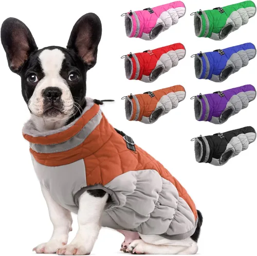 Miniatura 54 de Lelepet Abrigo cálido para perro, abrigo de invierno para perro, chaqueta impermeable para perros con arnés incorporado, chaleco reflectante