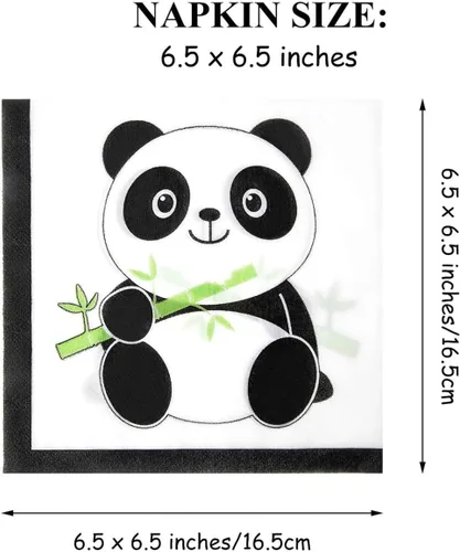 Miniatura 3 de 66 piezas de suministros de fiesta de panda, juego de vajilla desechable con platos, vasos, servilletas, pajitas, mantel para niños, baby shower