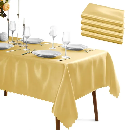 Miniatura 16 de KKJIAF Paquete de 1 mantel de satén negro de 58 x 102 pulgadas, rectangular, brillante, sedoso y suave, para decoración de banquete de boda, fiesta