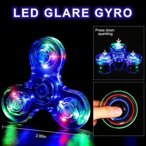 Miniatura 4 de SCIONE Paquete de 5 juguetes giratorios con luz LED, juguetes sensoriales que brillan en la oscuridad para niños, juguetes antiestrés para aliviar