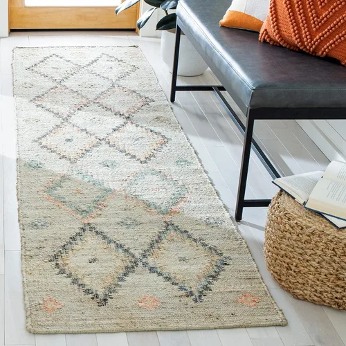 Miniatura 15 de SAFAVIEH Kilim Collection - Alfombra de 8 x 10 pulgadas, grande, natural y azul, hecha a mano de yute y algodón, diseño marroquí bohemio, ideal