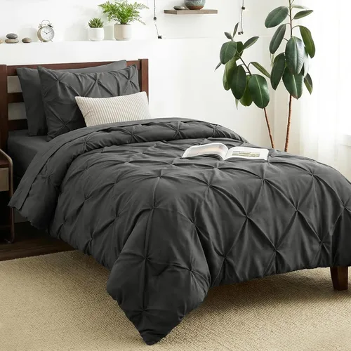 Miniatura 48 de CozyLux - Juego de ropa de cama con pliegues plisados de 7 piezas en una bolsa; edredón tamaño King para todas las estaciones, sábanas, fundas