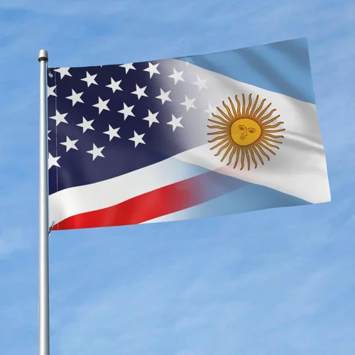 Miniatura 2 de Bandera de Argentina y Estados Unidos de 3 x 5 pies, color vivo y resistente a la decoloración UV, banderas de Argentina y Estados Unidos