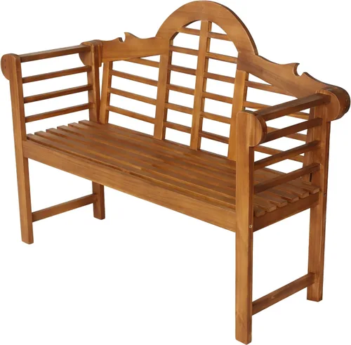 JONATHAN Y Lutyens BNH103A - Banco de jardín de madera de acacia de 51 pulgadas, banco de jardín para 2 personas con respaldo arqueado de listones y