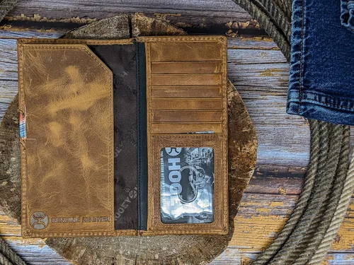 Miniatura 4 de HOOEY Cartera Rodeo de cuero para hombre Hands-Up- Sunset Serape