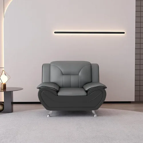Miniatura 2 de Container Furniture Direct Silla y sofá de piel sintética de estilo moderno con reposabrazos extra cómodos, ideal para sala de estar, dormitorio u