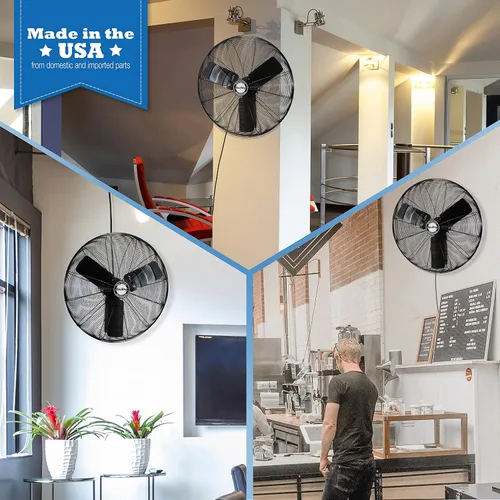 Miniatura 7 de Air King 9030 Ventilador de montaje en pared de grado industrial de 30 pulgadas y 1/4 caballos de fuerza con 7,400 CFM, acabado negro