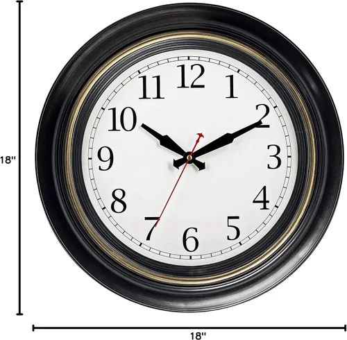 Miniatura 7 de Bernhard Products Reloj de pared grande de 18 pulgadas, de cuarzo, silencioso, sin tictac, funciona con pilas, para el hogar, sala de estar, sobre