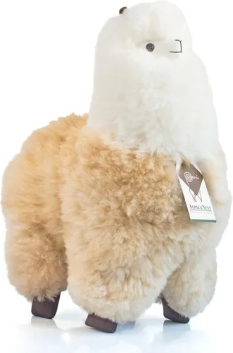 Miniatura 21 de Alpaca Animal de Peluche – 9 pulgadas. Linda Alpaca de Peluche Suave y Abrazable, Juguete de Alpaca de Peluche Hecho a Mano con Pelo Natural de Beige