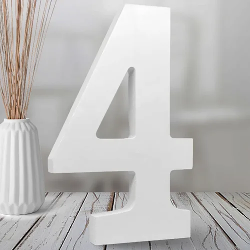Miniatura 12 de Números de madera blanca de 8 pulgadas, número de madera sin terminar para pared, números decorativos de pie, rebanadas, decoración de tablero