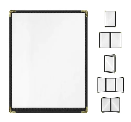 Miniatura 9 de Goodsmart - Fundas para menú de restaurante, paquete de 25 unidades, color negro, 2 vistas, soportes para menú de carga superior, cubiertas