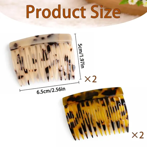 Miniatura 3 de Peine lateral de pelo francés – Peines de pelo con torsión francesa, pinzas de sujeción fuerte para mujeres y niñas, moño, 4 piezas de concha