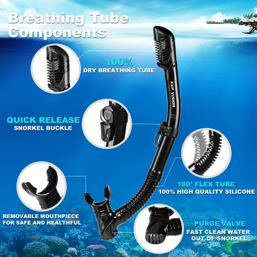 Miniatura 5 de Máscara de buceo Pano 3 para adultos, máscara de esnórquel de vidrio templado, máscara de natación antivaho sin fugas, gafas de natación