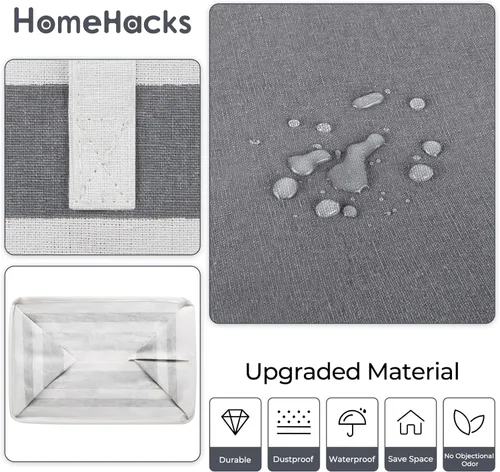 Miniatura 5 de HomeHacks Cesta de lavandería grande, impermeable, cesta de lavandería independiente, cesta de ropa alta plegable con asas extendidas para ropa