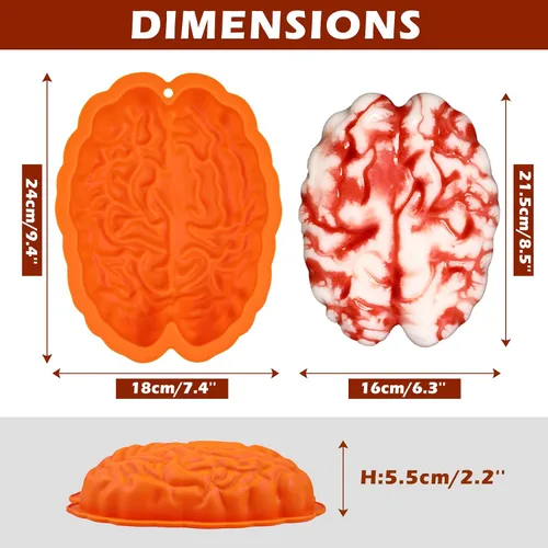 Miniatura 2 de Webake Moldes de gelatina de cerebro de silicona, moldes de gelatina de cerebro para pasteles, moldes de chocolate de 9 pulgadas, moldes de cerebro