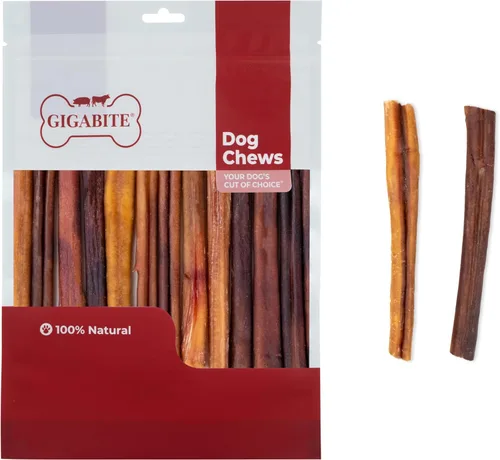 Miniatura 14 de GigaBite Bully Sticks - Golosinas masticables para perros totalmente naturales, sin olor y cuero crudo, masticables de larga duración con alto
