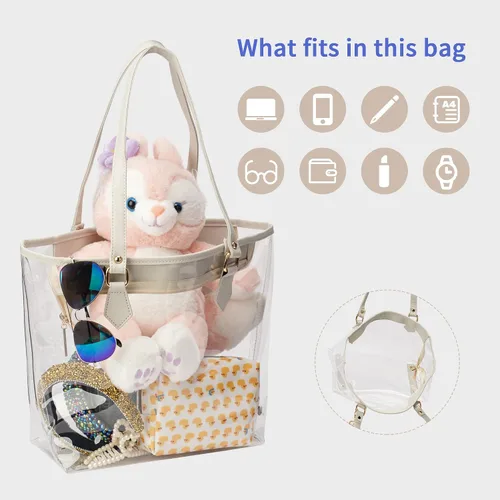 Miniatura 4 de Bolso de hombro transparente grande con colgante de felpa