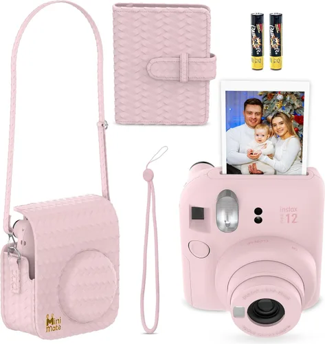Miniatura 2 de Fujifilm Cámara instantánea Instax Mini 12 color rosa flor + estuche personalizado Minimate + película fotográfica Fuji Instax 10 hojas y álbum