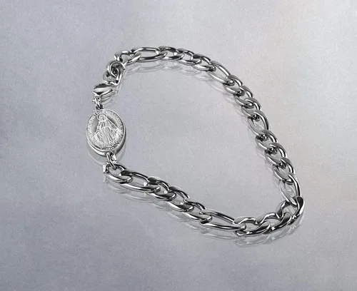 Miniatura 2 de Ben Junot USA - Pulsera de acero inoxidable para hombre con medalla milagrosa