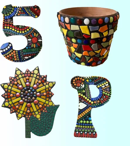 Miniatura 9 de Mosaico redondo de 0.47 pulgadas para manualidades, piezas de mosaico de vidrio de colores surtidos de 7 onzas para suministros de arte, kit de Arco