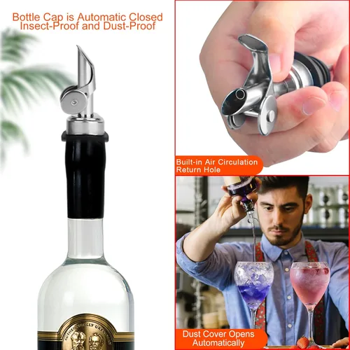 Miniatura 3 de 12 vertedores de botellas de licor con peso, boquilla de aceite de oliva abatible automática, boquilla dispensadora de aceite de oliva de acero