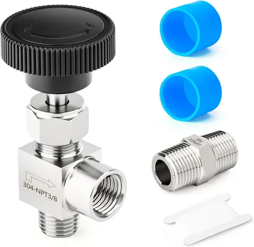 Miniatura 26 de TAISHER 1 pieza Válvula de aguja recta de acero inoxidable 304 1/2" NPT macho x 1/2" NPT hembra para control de flujo de agua, gas, aceite con rosca