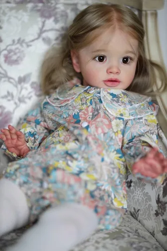 Miniatura 2 de iCradle Muñeca Realista de Niña Pequeña Renacida de 26 Pulgadas, Hecha a Mano, de Silicona, Extremidades de Vinilo Suave y Cuerpo de Tela, Muñeca