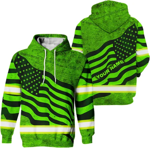 Miniatura 35 de Sudadera con capucha de alta visibilidad con la bandera de Estados Unidos para hombre, sudadera con capucha reflectante de seguridad