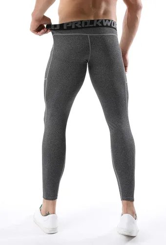 Miniatura 35 de SILKWORLD Paquete de 1 a 3 pantalones de compresión para hombre, con bolsillos, leggings de gimnasio y secado fresco