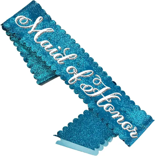 Miniatura 40 de Something Blue Gift for Bride To Be Sash - Banda de satén de grado nupcial - Decoraciones de despedida de soltera azul turquesa, Juego de 2 piezas