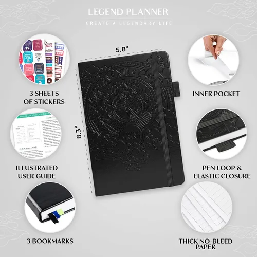 Miniatura 2 de Legend Planner Diario durante 3 meses – Planificador mensual semanal y diario sin fecha para alcanzar objetivos. Organizador y diario de Negro