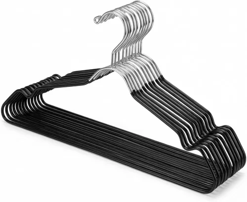 Paquete de 24 perchas de metal con muesca para el hombro, perchas de alambre resistente, acero inoxidable ultrafino, antideslizantes, ahorran