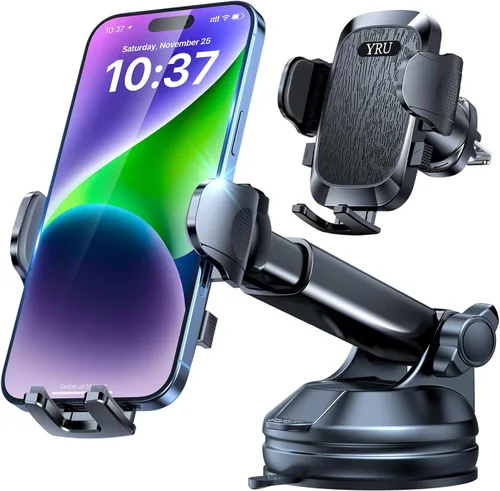 Miniatura 13 de YRU [True Upgrade for Safety Car Phone Holder Mount [Patent & Military-Grade] Dashboard Cell Phone Holder for Car Vent Windshield Phone Stand for
