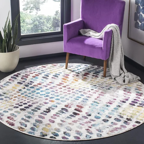 Miniatura 5 de SAFAVIEH Aria Collection - Alfombra de pasillo de 2 x 8 pies, color crema y verde azulado, diseño abstracto bohemio moderno, no desprende pelusa