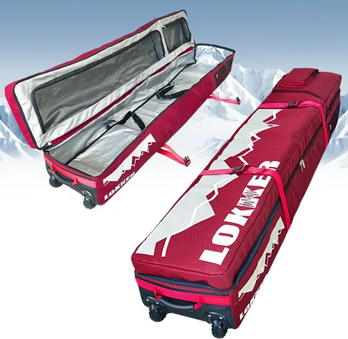 D900 - Bolsa acolchada de snowboard con ruedas para viajes aéreos, impermeable de 71 pulgadas, gran capacidad para esquís/tablas de snowboard, Rojo