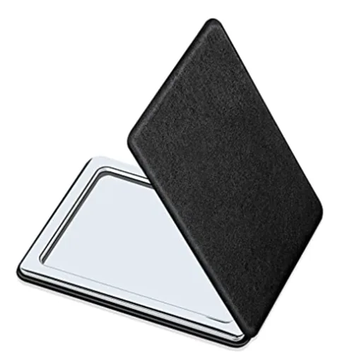 Miniatura 5 de Espejo compacto para hombres, mujeres y niñas, espejos de maquillaje de viaje negros para bolso y bolsillo, espejo portátil de doble cara sin