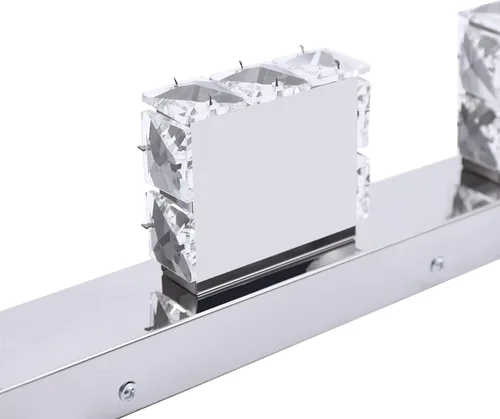 Miniatura 7 de Lámpara de tocador de cristal de 18.1 pulgadas, 3 luces, accesorios de iluminación de baño, lámpara de pared LED cromada moderna sobre espejo