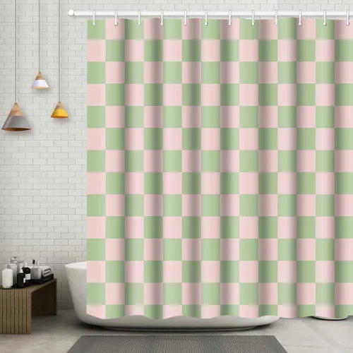 Miniatura 21 de Cortina de ducha a cuadros en blanco y negro, bonita cortina de ducha retro de tablero de ajedrez para decoración de baño, 72 x 72 pulgadas, cortina